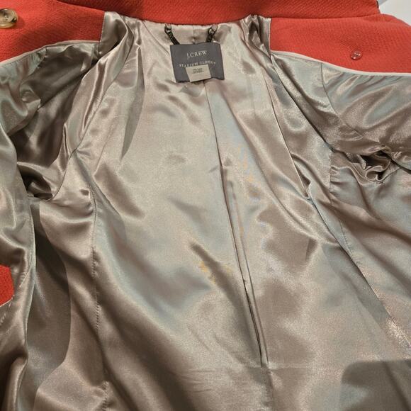 J. Crew Nello Gori Coral Stadium Cloth Wool Double-Breasted Trench Coat, Size 2 - Picture 7 of 8